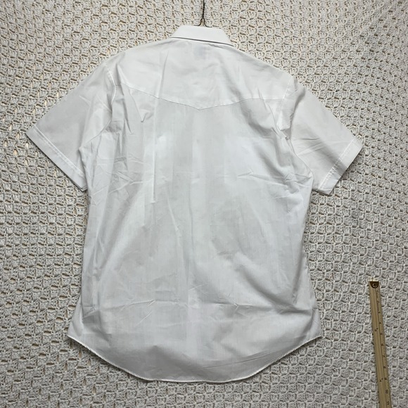 NWT Ely Cattleman Pearl Snap Dress Shirt Men's Sz 17 White Short Sleeve Western - Picture 4 of 9